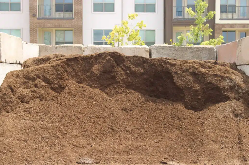 Bulk compost pile at JBS Express McKinney yard